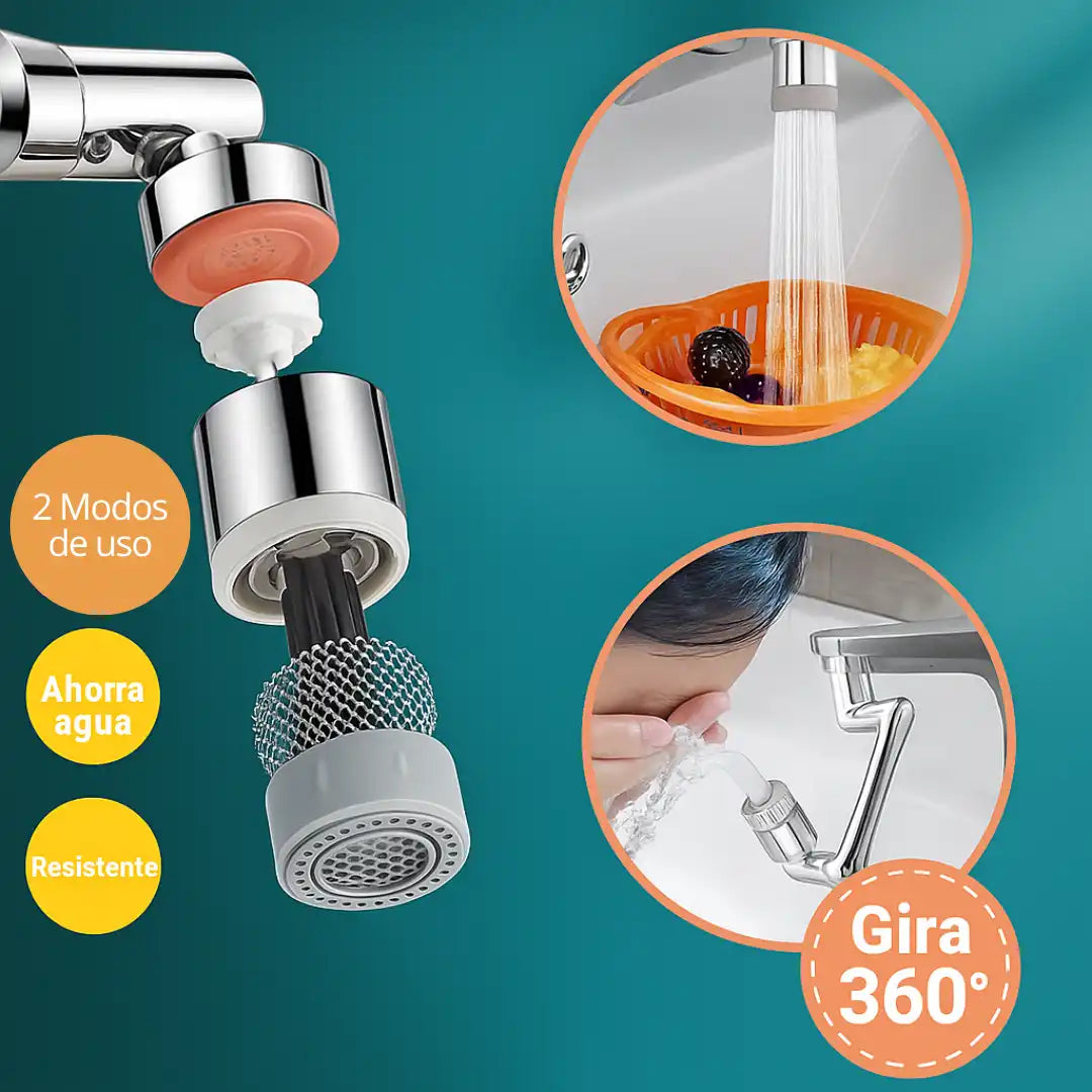 FlexFlow® - Grifo Giratorio 360°: Limpieza fácil y ahorro garantizado