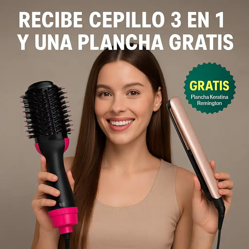 OneStep® Cepillo Giratorio 4 en 1 + Plancha Keratina GRATIS