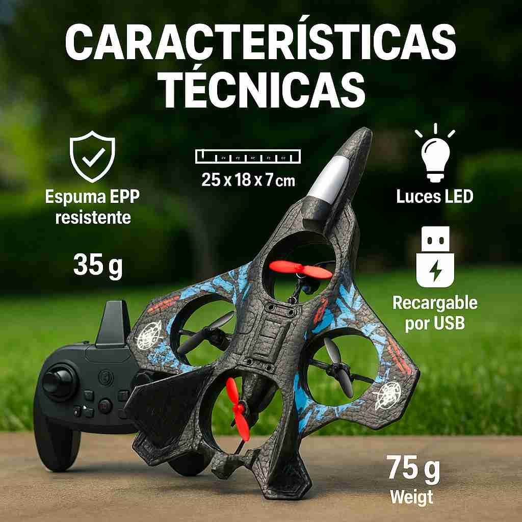 SkyFly® – Avión Con Control Remoto Vuelo Estable y Acrobacias 360°