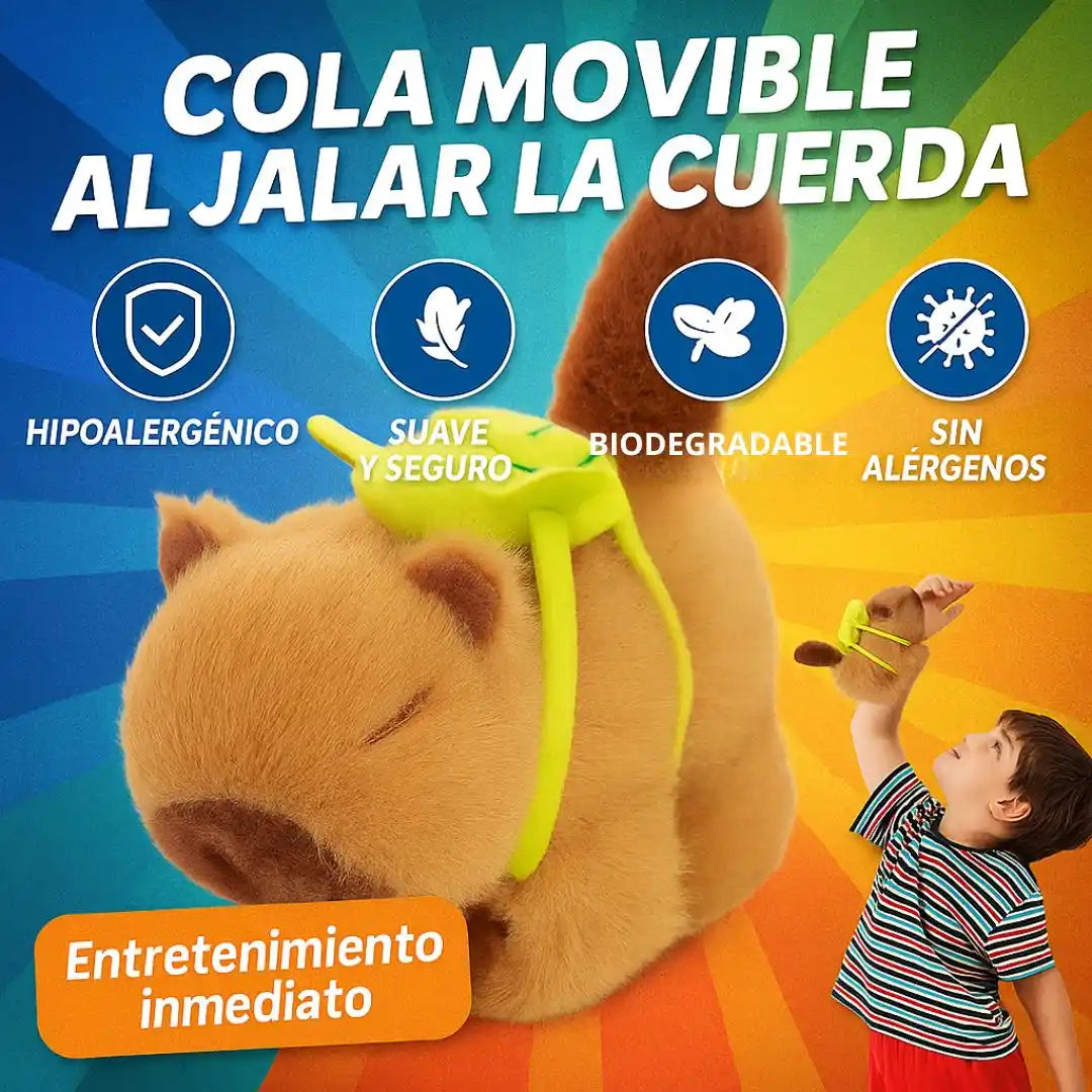 CapiBuddy® – Peluche Capibara Mueve la cola | Compañía tranquila para niños inquietos