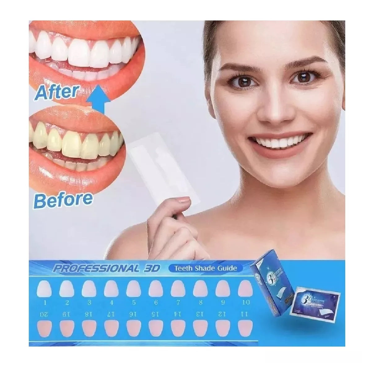 Smile3D™ Bandas Blanqueadoras – Blanco Radiante en casa