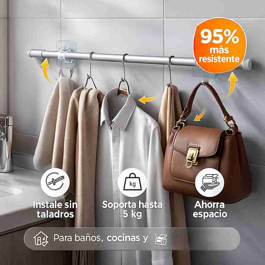 FlexBar™ – Soporte Barra Cortina Ajustable  | Ordena tu espacio sin taladrar