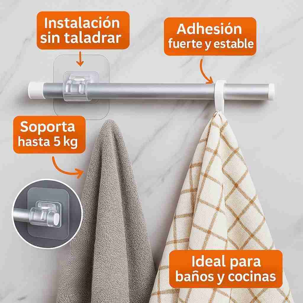 FlexBar™ – Soporte Barra Cortina Ajustable  | Ordena tu espacio sin taladrar