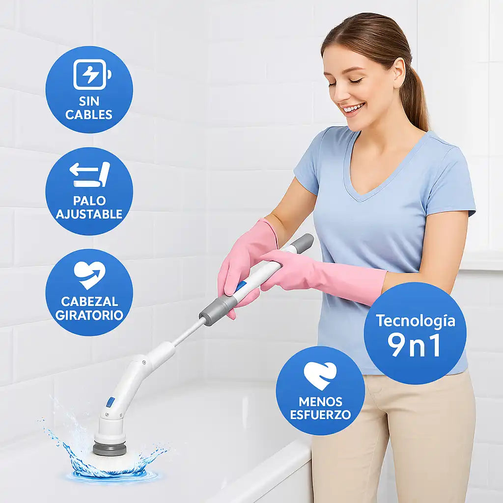BestMal® Cepillo Eléctrico de Aseo 9 en 1 “Limpieza Profunda Sin Esfuerzo”