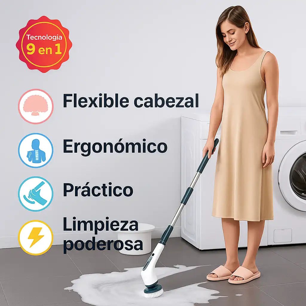 BestMal® Cepillo Eléctrico de Aseo 9 en 1 “Limpieza Profunda Sin Esfuerzo”