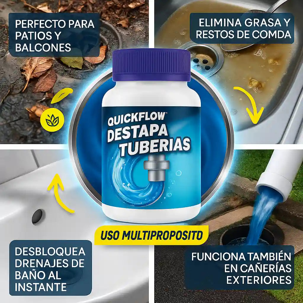 QuickFlow™ Destapa Tuberías – Limpieza profunda sin daño