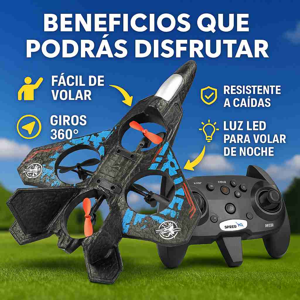 SkyFly® – Avión Con Control Remoto  Vuelo Estable y Acrobacias 360°