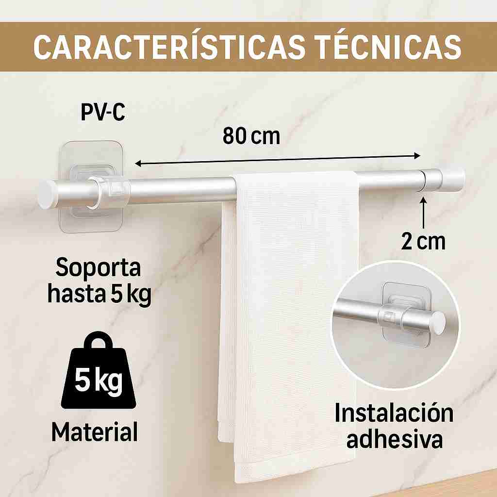 FlexBar™ – Soporte Barra Cortina Ajustable  | Ordena tu espacio sin taladrar