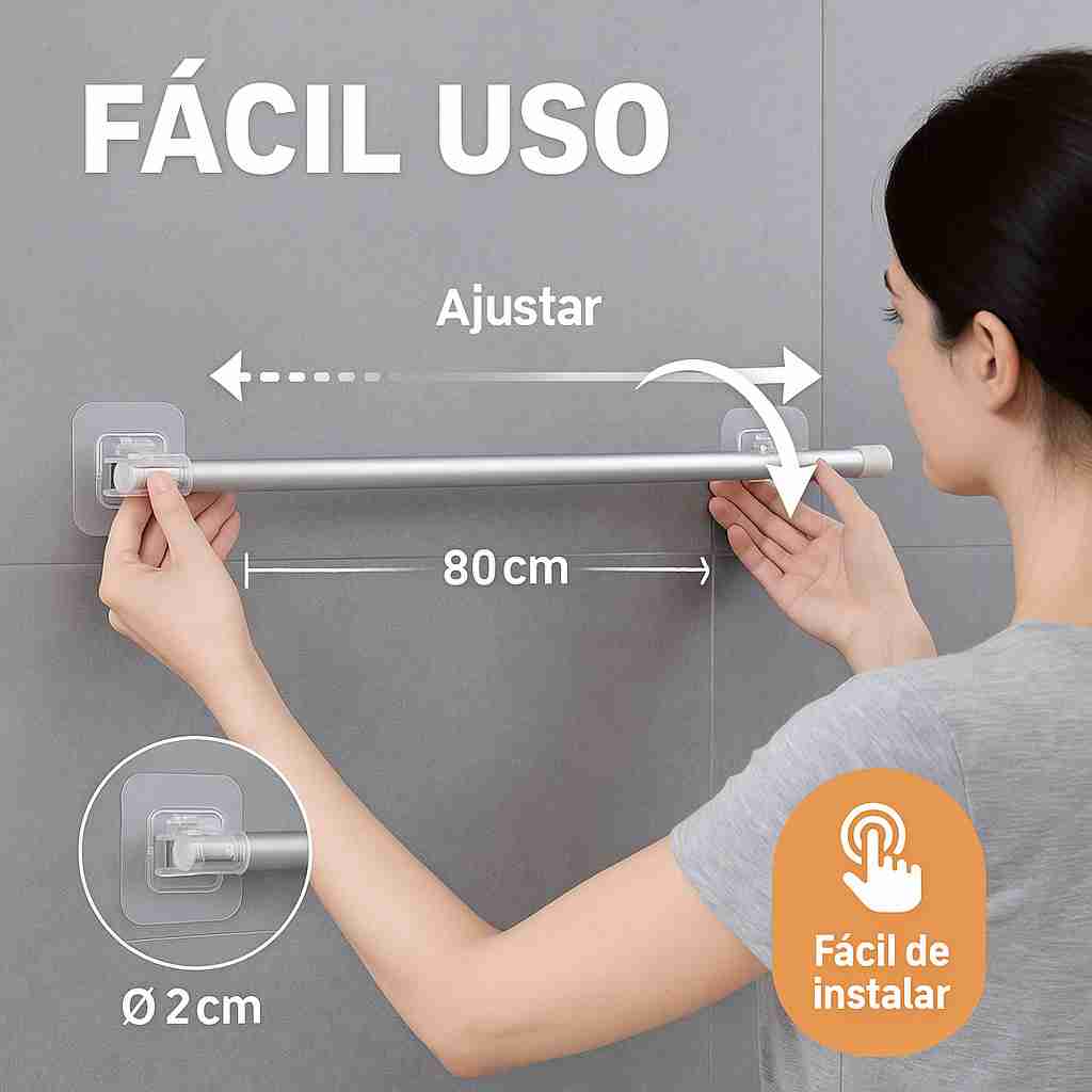 FlexBar™ – Soporte Barra Cortina Ajustable  | Ordena tu espacio sin taladrar
