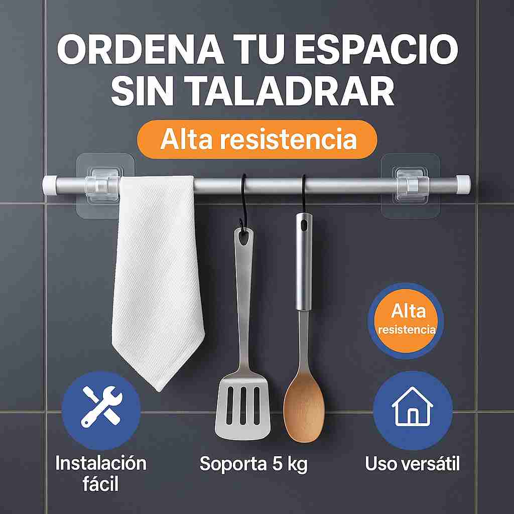 FlexBar™ – Soporte Barra Cortina Ajustable  | Ordena tu espacio sin taladrar