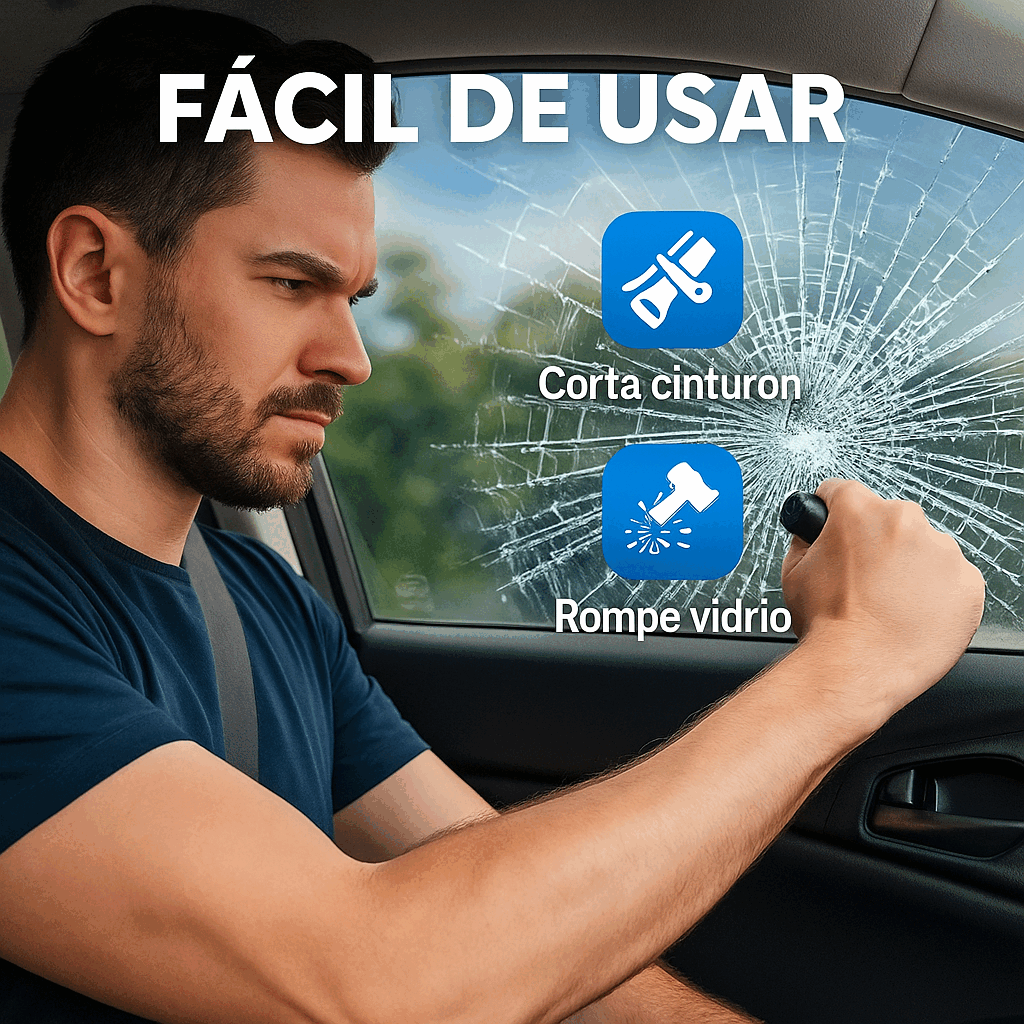 SafeBreak® –Martillo Rompe Vidrios | Escapa Rápido en Emergencias