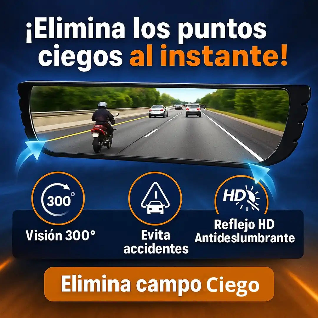 WideView™ Retrovisor Gran Angular 12” — Ve más, conduce tranquilo.