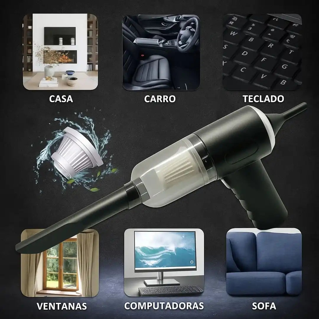 CleanJet™ Mini Aspiradora Recargable para Carro y Hogar — Limpieza Potente en Cualquier Lugar