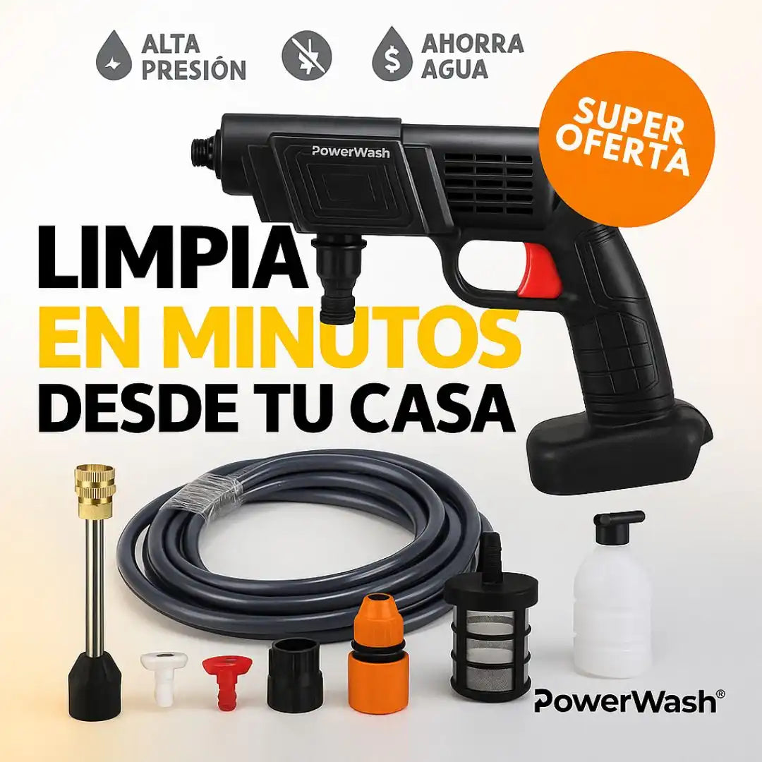PowerWash® | Hidrolavadora Inalámbrica de Alta Presión ✨Limpia como un profesional, ¡sin cables y en minutos!