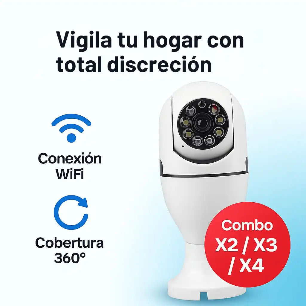 LightCam® — Cámara de Bombilla de Seguridad con Visión 360° y WiFi HD