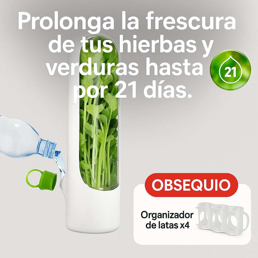 FreshVault™ – Conservador de Hierbas y Verduras | Frescura natural por semanas